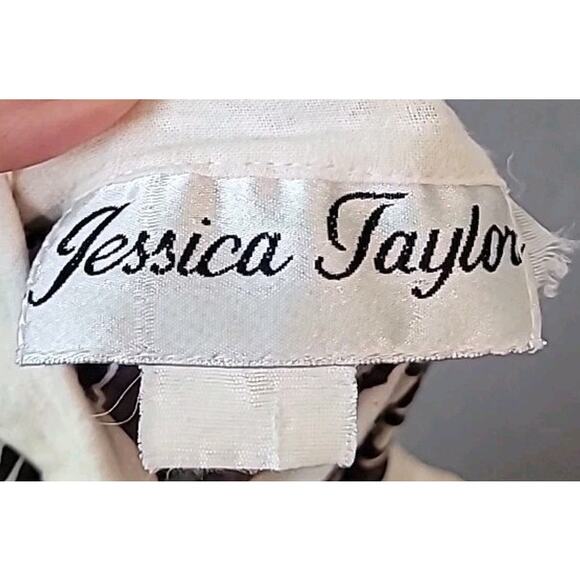 Vintage Jessica Taylor Rockabilly Peasant Skirt Brown White Boho Sz 28 - Picture 6 of 8